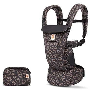 Ergobaby Omni Dream Babytrage für Neugeborene ab Geburt bis 20kg, 4 Positionen SoftTouch Cotton Ergonomische Babybauchtrage Rückentrage Baby-Tragetasche, Black Leopard