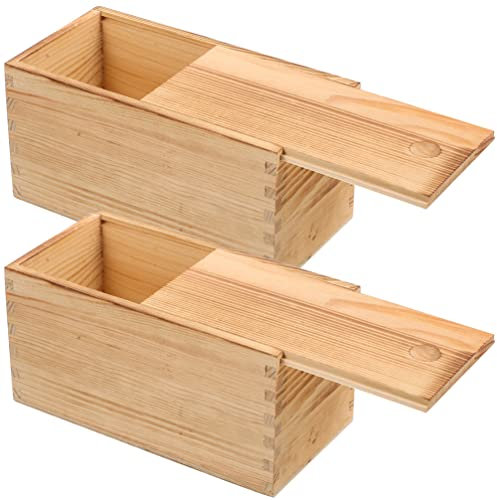 SEWACC 2 Stück Unfertige Holzkiste Mit Schiebedeckel Leere Holzkiste Schmuckschatulle Behälter Für Kunsthandwerk Hobbys Nähandenken