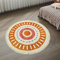 Lukinbox Retro-Sonnenteppich, rund, 1.2 m, Boho-Teppiche für Schlafzimmer, superweiche, rutschfeste Teppiche mit Fransen, Regenbogen-Überwurf, Teppiche für Kinderzimmer, Wohnzimmer, Esszimmer