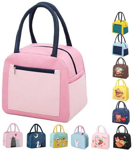 WYSUMMER Bolsa de almuerzo, bolsa de mano aislada para mujer, lonchera aislada de cartón, bolsa enfriadora, resistente al agua, organizador de almuerzo para niños y estudiantes (Rosa)