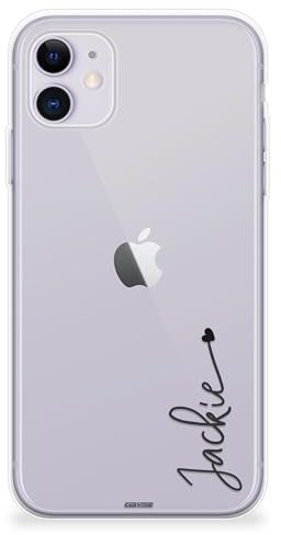 CaseStone Personalised Phone Cases fit Apple iPhone 15 – Custom Design Made in UK Clear Soft Silicone Named Pastel Case Cover – Great Gifts for Significant dates & Clear transparent names 8