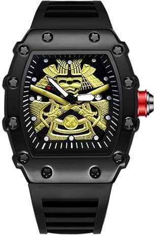 SLYHHZHMY Herren-Sportuhr, Tonneauförmige Leuchtende wasserdichte Uhr, Modische Und Herrschsüchtige Armbanduhr (Schwarz)