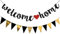 AINIUNIU Welcome Home Girlande Banner, Dreieck Flagge Banner Schwarzes Gold, Familie Aktivitäten Deko, Bunting Buchstaben Flags für Hochzeit Party Familie Festival Feier Haus Dekoration