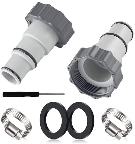 Forhome Lot de 2 adaptateurs de tuyau de piscine - Adaptateur de tuyau de rechange - Adaptateur de tuyau pour pompe Intex, raccord pour tuyau de piscine de 32 mm et 38 mm
