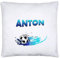 timalo® Personalisiertes Kissen mit Namen | personalisiertes Dekokissen mit Wunschname für Kinder individuelles Geschenk Kissenhülle Fussball blau | kissen-ch-11