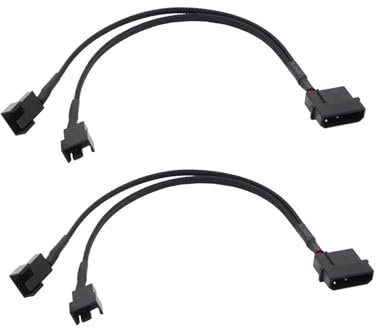 SHAOYAYAZHANG 2 Pack Molex to 3 Pin Fan Adapter Computer PC Case Fan Power Splitter Cable for Molex to 4 pin 12V PWM Splitter Sleeved Braided Cable (1 to 2)