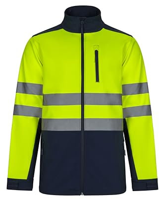 VELILLA Unisex Zweifarbige Softshelljacke, Marineblau und Neongelb, L