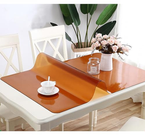 SSFMSF Nappe en PVC Film De Protection De Bureau éPaissi Tapis De Table Essuyable ImperméAble Et Adapté à La Personnalisation IntéRieure Et ExtéRieure. (Café, 2mm - 30 x 30 cm Rectangle)