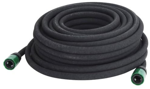 vidaXL Tropfschlauch, Bewässerungsschlauch mit Zubehör für Garten, Gartenschlauch für Bewässerung, Wasserschlauch Schlauch, Schwarz 0,6 25m Gummi