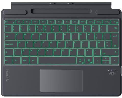 Inateck Surface Pro 9 Keyboard with Touchpad, Bluetooth 7-Color Backlight Keyboard with Pen Holder, Compatible with Surface Pro 11/10/9/8/X, KB05113
