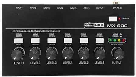 Tsudoku MX600 Mixer di A 6 Canali A Bassissimo Rumore Stereo/Switch A Traccia Singola Preamplificatore per Microfono Preamplificatore per Cuffie