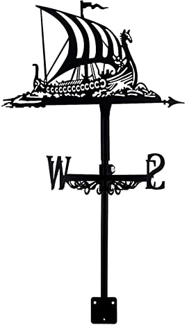 Veleta de Barco Vikingo for Techo, construcción de Metal, Veleta, dirección de velero, for jardín, hogar, cobertizos, Postes de Valla, pérgola