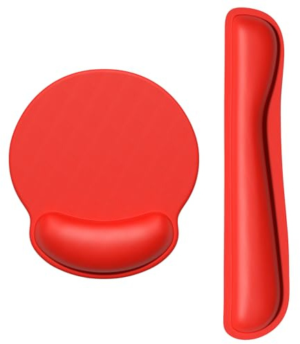 Dapesuom Keyboard Wrist Rest and Mouse Pad with Wrist Support, Cute Memory Foam Cushion for Keyboard and Mouse Set, Ergonomic Desktop Pad Rests with Non Slip Base for Easy Typing & Pain Relief, Red
