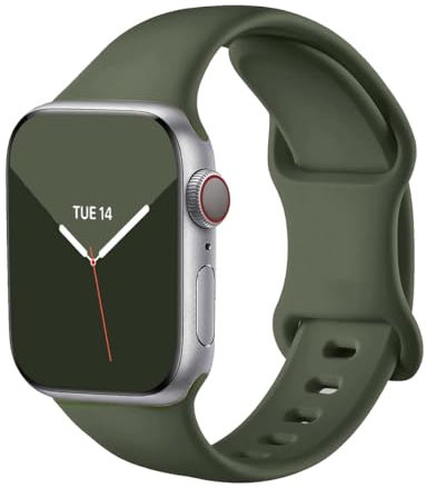 Bracelet Silicone Kaki Souple compatible avec Apple watch Serie 9 8 7 6 5 4 3 2 1 SE 42mm 44mm 45mm 49mm