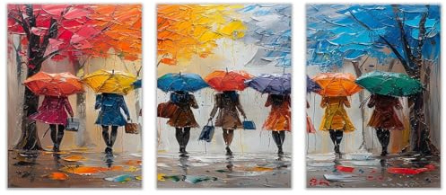 AMXBZC Abstraktes Leinwand Bilder Kunstdrucke, Frau Mit Einem Regenschirm Wandbild Wand Wohnzimmer Wanddekoration Kunst Modern Textur für Büro - 40x60cmx3 Ungerahmt