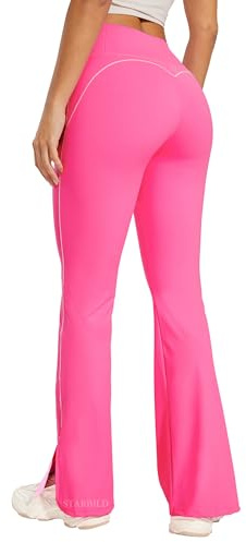 STARBILD Damen Flare Leggings Sport Push Up Po, Schlaghose mit Taschen Hohe Taille Blickdicht, Scrunch Butt Yogahose Bootcut mit V-Naht im Taillen-Bereich Workout Gym Casual