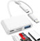 [Apple MFi Certified] 4 in 1 SD Card Reader for iPhone/iPad, Adapter Dual Connector Lightning USB C to SD/TF/USB/Charging Port, Memory Card Reader for iPhone16 15/Pro Max/HUAWEI/Android Phones/Camera