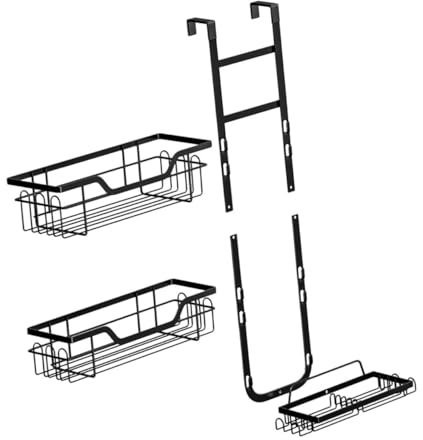 PartyKindom Bathroom Shelves 3 Tier Hanging Shower Caddy Over The Door No Drill Black Storage Rack