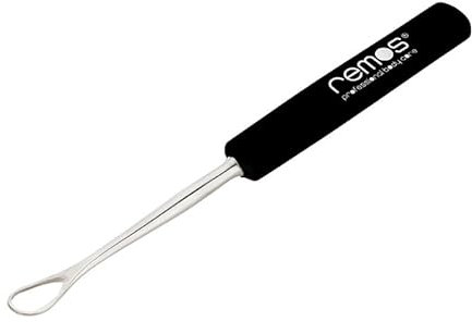 REMOS Ohrreiniger zum Ohrenschmalz einfach und sicher entfernen - rostfreier langlebiger Edelstahl 7 cm (Schwarz)