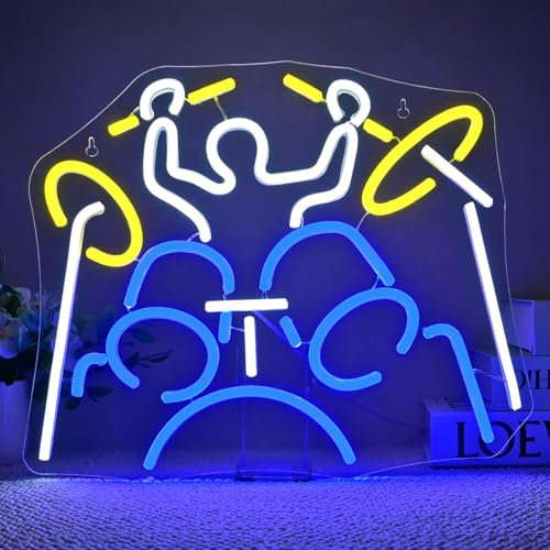 NYXEN Drummer Neon Schild, Dimmbares 39cmx32cm, LED Schild,Leuchtschilder an der Wand, Light Signs für die Dekoration von Ladenschildern,Küche, Esszimmer, Hausbar,Wandkunst,Geschenke