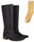 Xytraiihw Stivali Lunghi da Donna con Tacco A Blocco, Stivali da Cowboy con Testa Quadrata E Cerniera Laterale Stivali da Cavaliere con Rivetti Primaverili Ed Estivi Stivali Western,Nero,35 EU