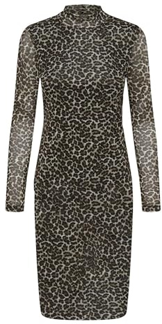 ONLY Damen Mini Kleid figurbetontes Partykleid mit Animalprint ONLErica Life Highneck