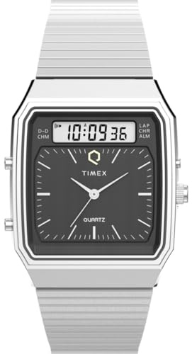 Timex Herren Analog-Digital Quarz Armbanduhr mit einem Edelstahlarmband Q Timex Reissue