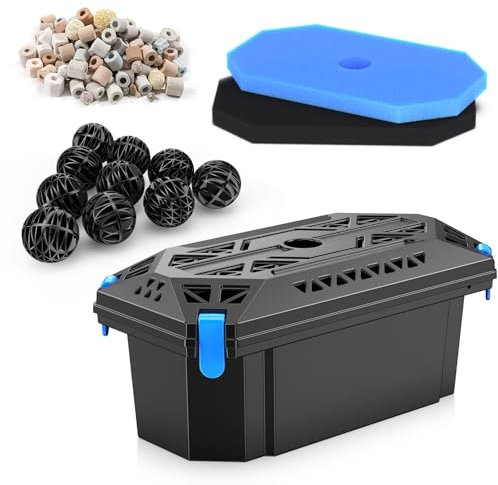 Biling Juego completo de filtros de estanque, se utiliza con bomba de estanque, bomba solar para fuentes, filtro de estanque, cascada, sistema de filtro biológico sirve para proteger bombas de agua y
