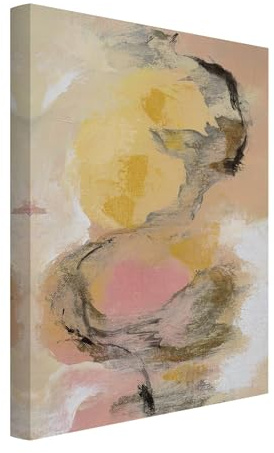 micasia Akustikbild Kunstdruck Schallschutzbild 4cm Keilrahmen & Schallabsorber - Kunstkopie Abstrakt beige Wohnzimmer Schlafzimmer Bild für bessere Raumakustik 1425 (50x70cm)