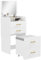 HOMCOM Frisiertisch mit Spiegel und Hocker 3 in 1, Schminktisch mit 3 Schubladen, sichtbare Glasplatte, gepolstertes Kissen und Rollen, Schreibtisch Frisiertisch, 48 x 40 x 90 cm, weiß
