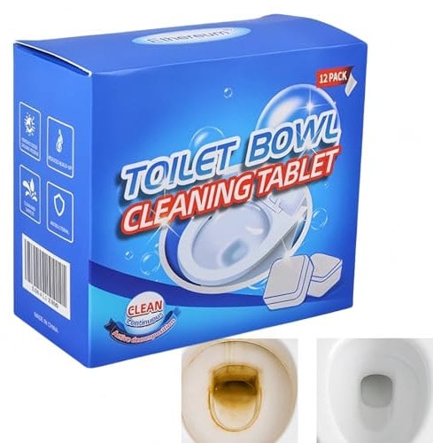 12Pcs Toilet Cleaner Active Tablets,To/ilet Bowl Cleaning T/ablets,Powerful Toilet Cleaner Tablets,T/oilet Bleach,Heavy Duty Descaler,T/ablets T/oilet Freshener,Stain Remover,Limescale Remover