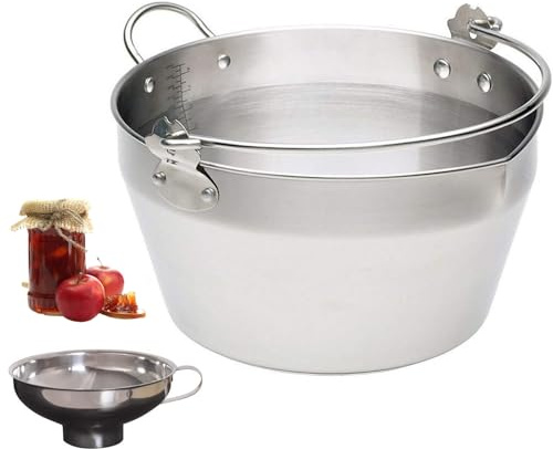 4.5L 9L Stainless Steel Jam Making Pot with Handle & Funnel Induction Compatible Preserving Pan for Jams Chutneys Soups & Stews Large Round Kitchen Cookware