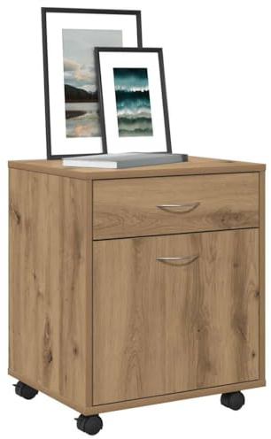 Rollcontainer Artisan-Eiche 45x38x54 cm, Holzwerkstoff, mobiler Büroschrank mit Rollen, viel Stauraum für Büro und Zuhause, Aktenschrank