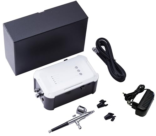 CYBERNOVA Mini Compresor Aerograph Set con Pistola Doble 0,4 mm Kit Aerógrafo Kit para Maquillaje Decoración de Pasteles Artesanía Nail Art