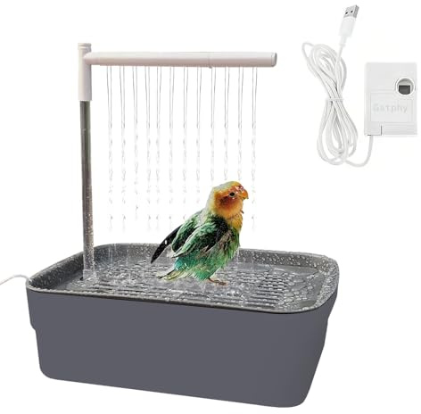 KQWVZ Vogeldusche Wellensittich, Wellensittich Dusche, Wellensittich Dusche Mit Wasserfall, USB Stromschleife Vogeltränke, Vogel Badewanne Für Unzertrennliche,Wellensittiche,Afrikanische Munias