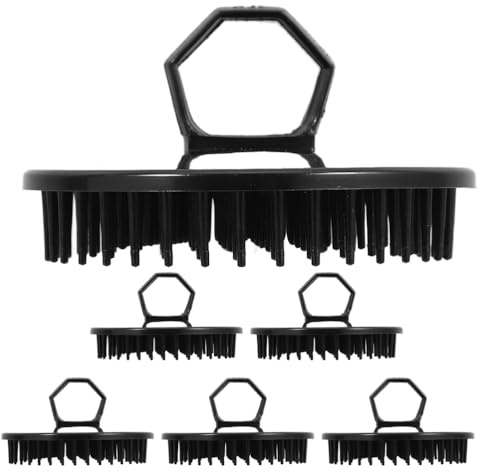 Outanaya 6 Stück Kopfhautmassagebürsten aus Pe Ergonomisch und Rund für Tiefenreinigendes Shampoo und Sanftes Haarpeeling zu Hause und Reisen