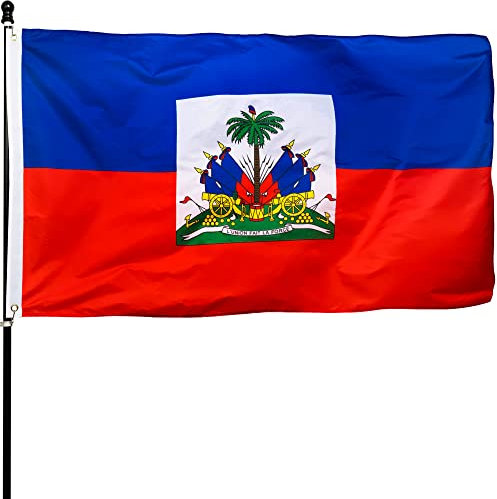 DANF Haiti-Flagge, 90 x 152 cm, dickes Polyester, lichtbeständig, Messingösen, Segeltuch-Kopf, doppelseitig, haitianische Nationalflaggen, 90 x 150 cm