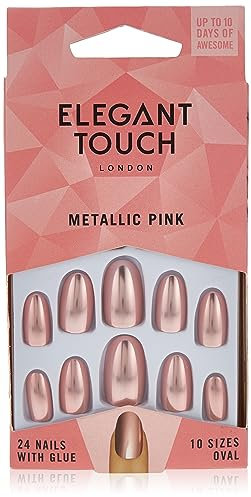 Elegant Touch Faux Ongles Couleur Rose Métallisé