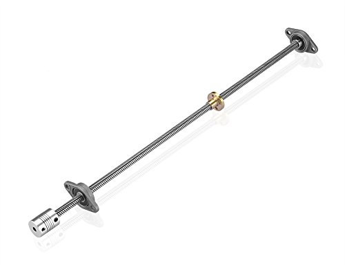 S SIENOC 500mm 3D Imprimante 8mm Roulement Acier T8 Trapézoïdal Vis Tige Barre Linéaire Bar + Écrou de Cuivre + Arbre d'accouplement + Roulement Horizontal (Typ-3, 1Set, 500mm)