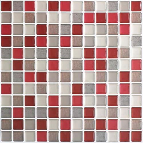 HyFanStr Adesivi per Piastrelle 3D Mosaico, Mattonelle Sticker Autoadesivo Mattonelle Parete PVC Impermeabile per Bagno Cucina per Bagno Cucina 4 Pezz