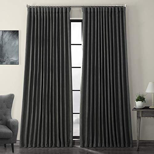 HPD Half Price Drapes Rideaux occultants Extra Larges à Texture de Lin synthétique pour Chambre à Coucher et Salon, décoration d'intérieur, 304 cm de Long (1 Panneau), 254 x 304 cm (l x L), Gravier