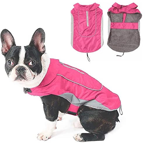 Morezi Dog Warm Coats Jackets Waterproof Coats with Harness Hole Puppy Coat for Small Medium Dogs - Pink - L