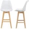 [en.casa] Juego de taburetes de Bar 105 x 48 x 58cm Set de 2X Taburetes de Cocina de diseño Asiento Acolchado Patas de Madera Haya Blanco