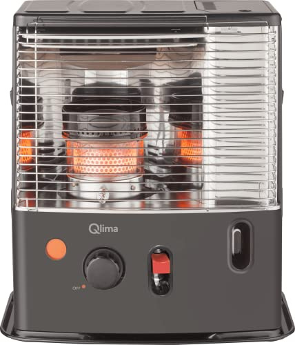 Qlima Petroleum Heizofen - mobil (5,6 kg), 2,4 kW Heizleistung mit Kippschutz & Überhitzungsschutz, 4,2 L Tank, spark ignition - sicherer, mobiler Heizofen für Innenräume - R 4224S TC-2 - Schwarz