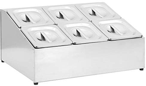 vidaXL Récipient Gastronorm avec 6 Bacs Organisateur de Nourriture Conteneur de Stockage Restaurant Hôtel Maison GN 1/6 Acier Inoxydable