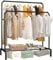 ATEK Double Clothes Rail, Heavy Duty – Metal Clothes Rail 150x110x57cm with Hooks, Storage Shelves, Hanging Rail for Clothes & Coats Perfect for Bedroom, Office, Shop (Black)