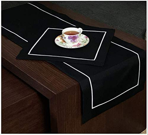 Tischläufer Art - Deco Leinenoptik Läufer Tischband Größe + Farbe wählbar Top Design (Schwarz, 60 x 120 cm)…