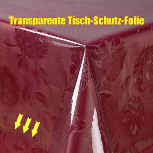 laro Wachstuch-Tischdecke Abwaschbar Garten-Tischdecke Wachstischdecke PVC Plastik-Tischdecken Eckig Meterware Wasserabweisend Abwischbar, Muster:durchsichtig-transparent, Größe:100x160 cm
