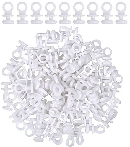 100 PCS Gardinengleiter Vorhang Haken, Weiß Kunststoff Vorhang Haken mit Ring, 9mm Gardinen Röllchen Vorhang Gleiter Gardinen Zubehör