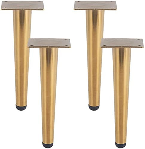 WLICWEI 4er Set Möbelfüße DIY Möbeltischbeine Sofafuß Tischgestell Konische Möbelfüße Metallschrankbeine mit (Farbe: Gold, Größe: 250 mm)